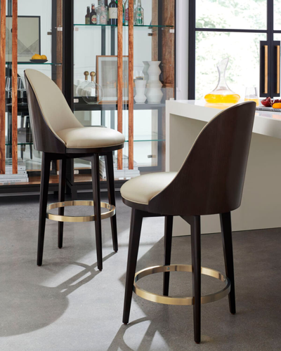 Caracole Another Round Bar Stool In Ivory/brown