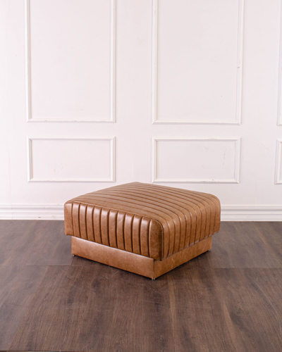 Peninsula Home Collection Todd Leather Ottoman In Brown
