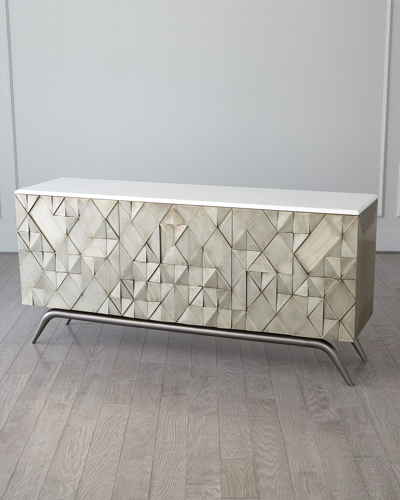 Global Views Triangle Cabinet, Silver