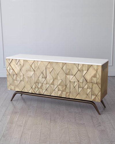 Global Views Triangle Cabinet, Brass In Neutral