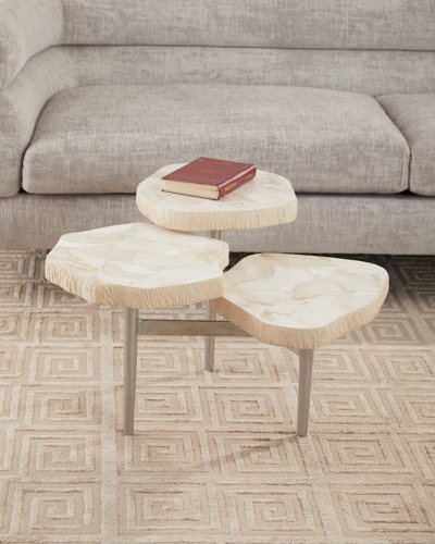 Palecek Fossilized Clam Tri-level Accent Table In Neutral