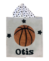 Boogie Baby Kid's Basketball Star-print Hooded Towel, Personalized In Gray
