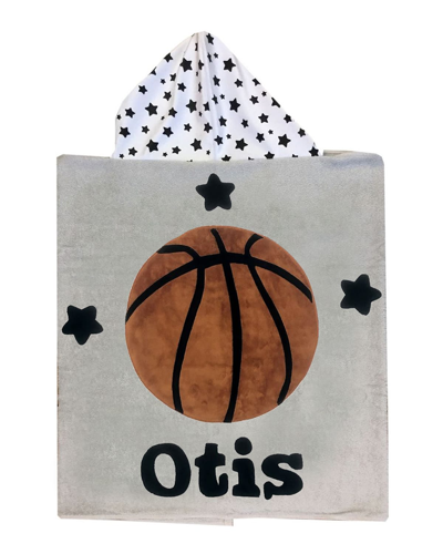 Boogie Baby Kid's Basketball Star-print Hooded Towel, Personalized In Grey