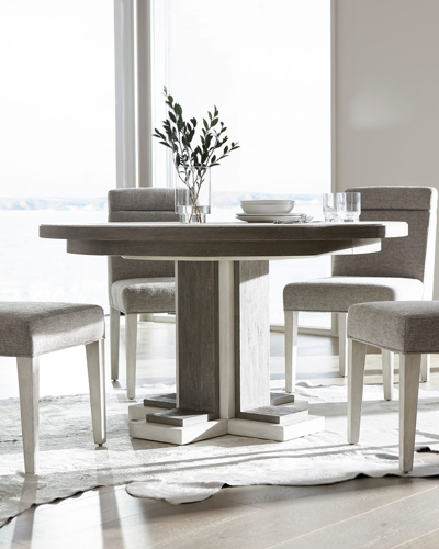 Bernhardt Foundations Round Dining Table In Linen/shale