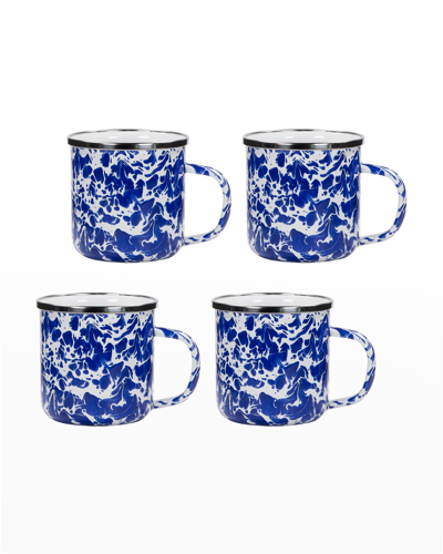 Golden Rabbit Red Swirl Adult Mugs, Set Of 4 In Cobalt Swirl