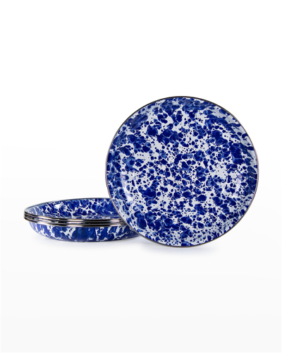 Golden Rabbit Swirl Pasta Plates, Set Of 4 In Cobalt Swirl