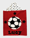 Boogie Baby Kid's Soccer Star-print Hooded Towel, Personalized In Red