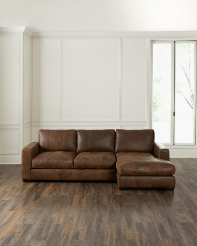 Bernhardt Dawkins Right Chaise Leather Sectional In Brown