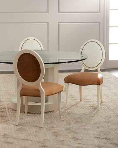 Massoud Elsa Leather Dining Side Chair In Camel
