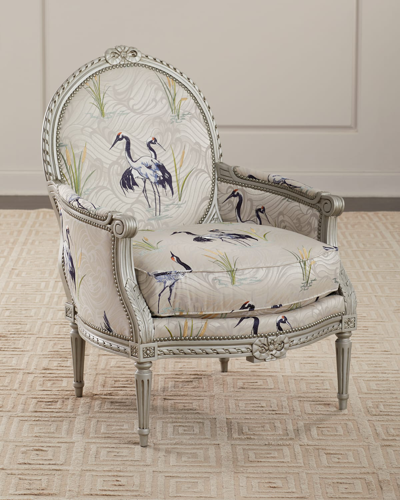 Massoud Dorado Bergere Chair In Grayish Ivory