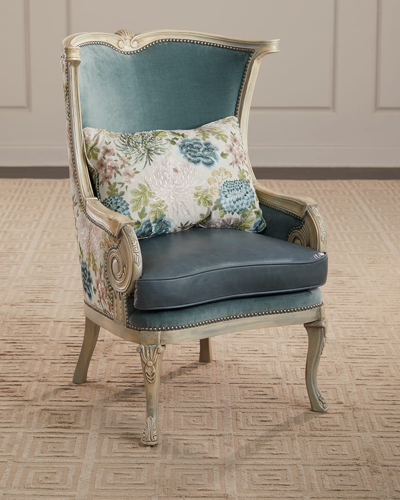 Massoud Tully Wing Chair In Blue