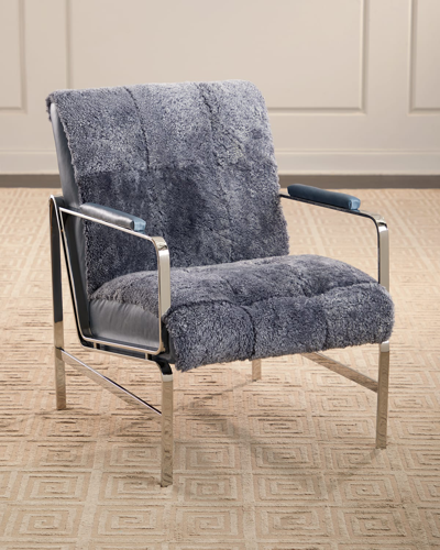 Massoud Iris Shearling Chair In Graphite/blue