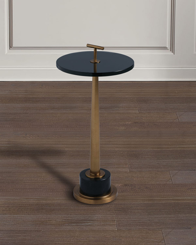 Port 68 Toronto Brass Accent Table In Aged Brass/black