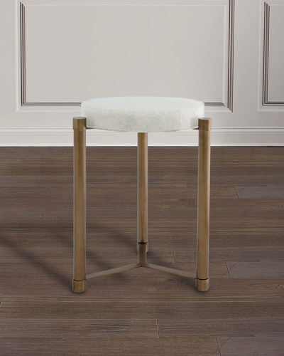 Port 68 Stoneridge White Aged Brass Accent Table In Brown