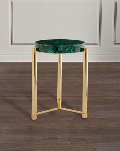 Port 68 Malachite Style Gold Accent Table In Green