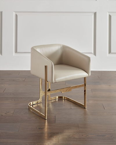 Interlude Home Banks Chair In Cream Latte/brass