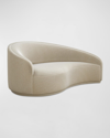 Interlude Home Dana Left Curved Chaise In Faux Linen / Ecru