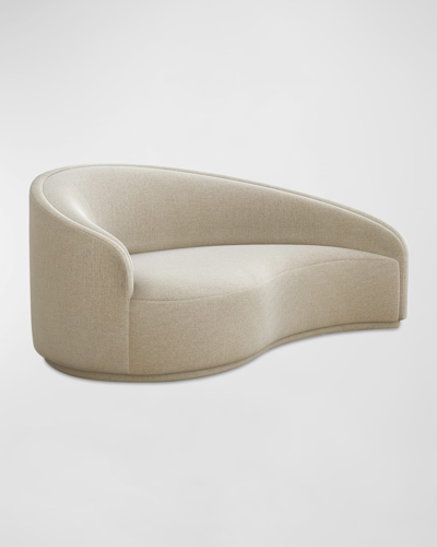 Interlude Home Dana Left Curved Chaise In Faux Linen / Ecru