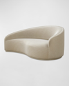 Interlude Home Dana Right Curved Chaise In Faux Linen / Ecru