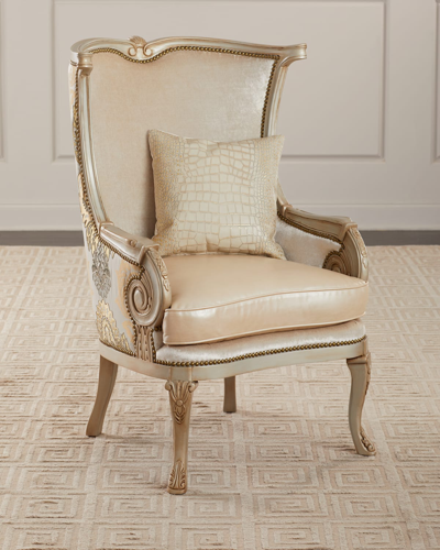 Massoud Aurelia Wing Chair In Ivory/gold