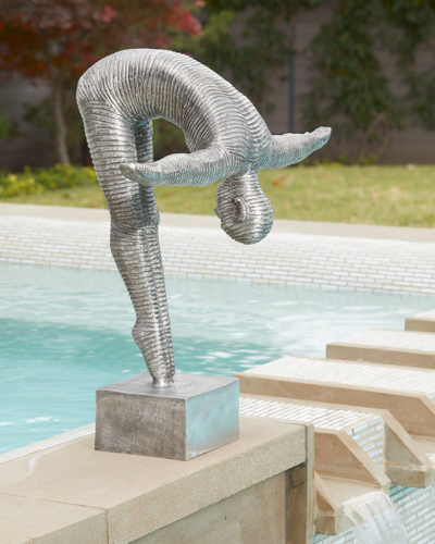 The Phillips Collection Diving Aluminum Wall Sculpture, Small In Gray, Silver