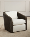 Palecek Carmine Swivel Lounge Chair In Ivory/brown