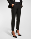 Veronica Beard Renzo Straight Crop Pants In Black With Silver