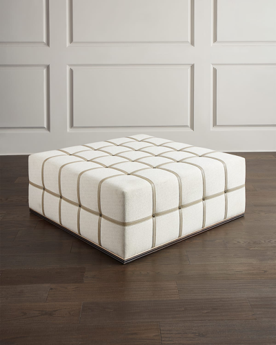 John-richard Collection Steamer Trunk Cocktail Ottoman In White