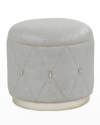 John-richard Collection Diamond Ottoman, Silver In Silver Linen