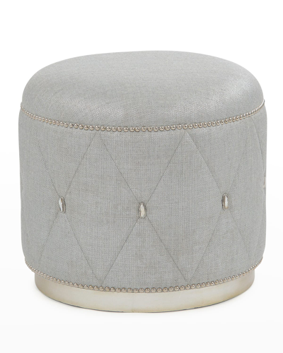 John-richard Collection Diamond Ottoman, Silver In Silver Linen