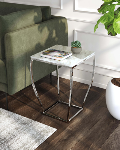 Butler Specialty Co Hanna Marble & Metal End Table In White