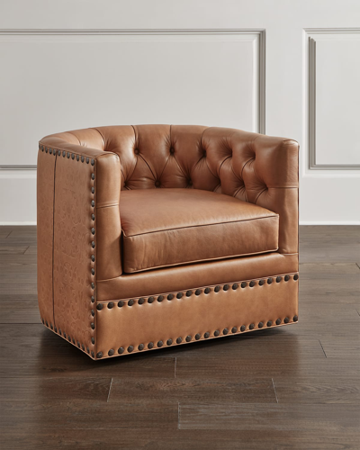 Hooker Furniture Lennox Tufted Swivel Chair In Brown