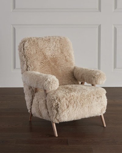 Interlude Home Barrett Sheepskin Lounge Chair In Morel Taupe