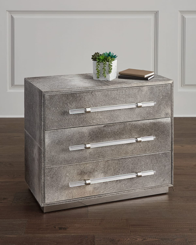 Interlude Home Cassian Hairhide 3-drawer Chest In Natural Grey