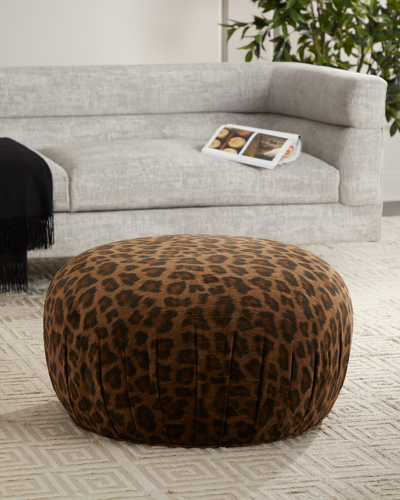 Haute House Leopard-print Velvet Pouf In Animal Print