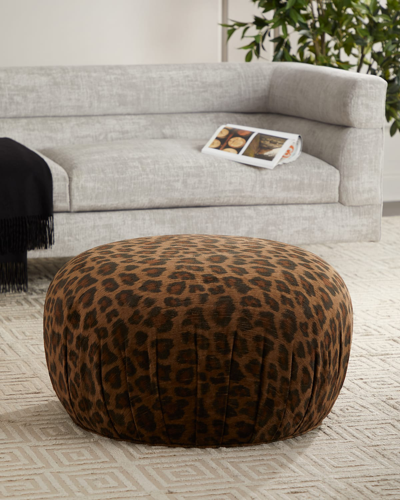 Haute House Leopard-print Velvet Pouf In Leopard Print