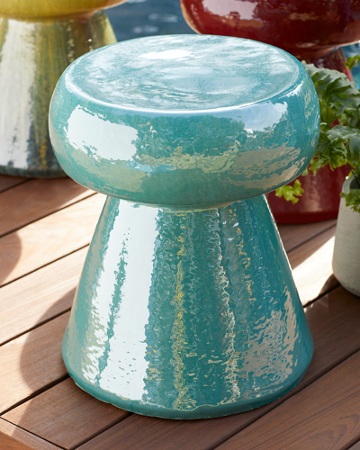 Emissary Trading Portabello 18" Garden Stool/table, Teal In Green