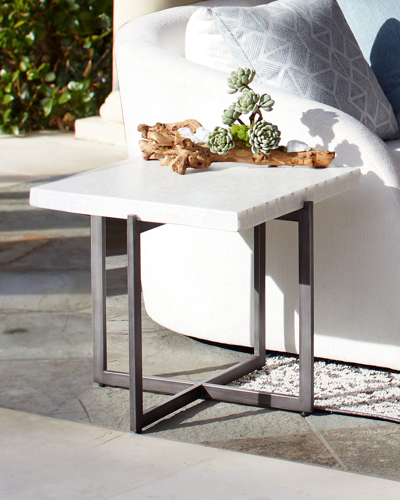 Bernhardt Stillwater Small Outdoor Cocktail Table In Terrazzo/flint Gray
