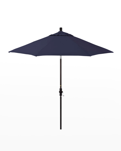 California Umbrella 9' Fiberglass Market Umbrella, Bronze Collar Tilt In Captians Navy