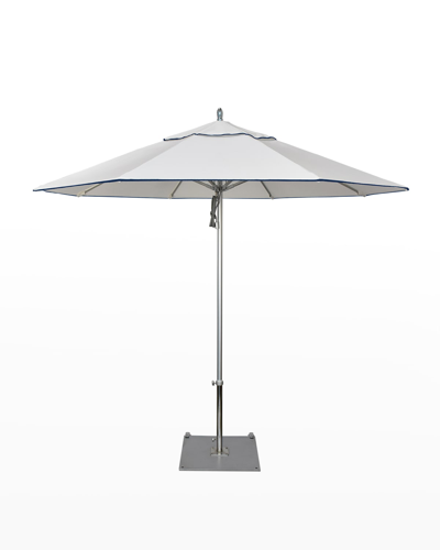 California Umbrella 9' Commercial Grade Umbrella With Base In Silver/ Natural W