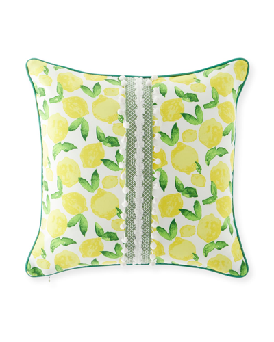 Eastern Accents Knowles Ball Trim Decorative Pillow In Yellow