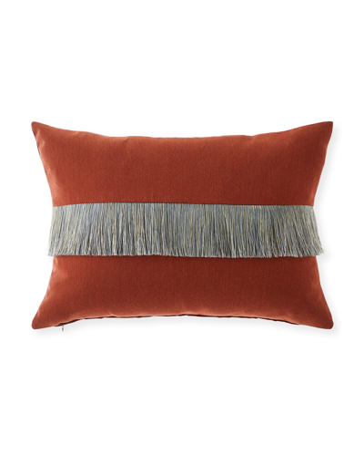 Eastern Accents Island Fringe Decorative Pillow In Burgundy
