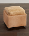 Massoud Glory Leather Ottoman In Natural