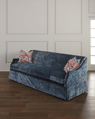 Massoud Gabriel Skirted Sofa, 92" In Blue