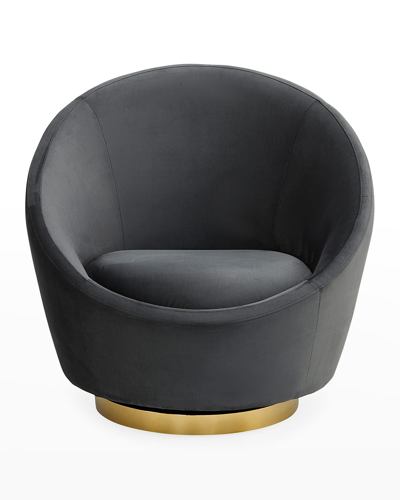 Jonathan Adler Ether Swivel Chair, Bergamo Charcoal In Gray