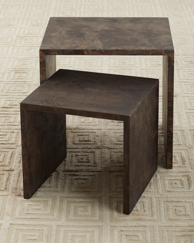 Jamie Young Bedford Burlwood Nesting Tables, Set Of 2 In Charcoal