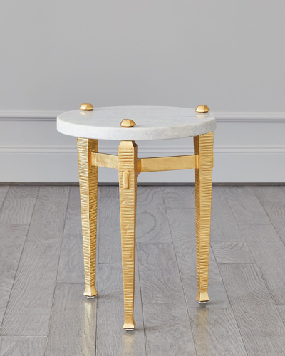 Global Views Roman Drinks Table In Gold, White