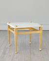 Global Views Roman End Table In Gold, White