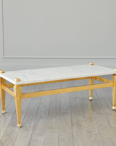 Global Views Roman Coffee Table In Gold, White