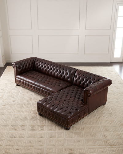 Old Hickory Tannery Elias Leather Chesterfield Sectional In Brown